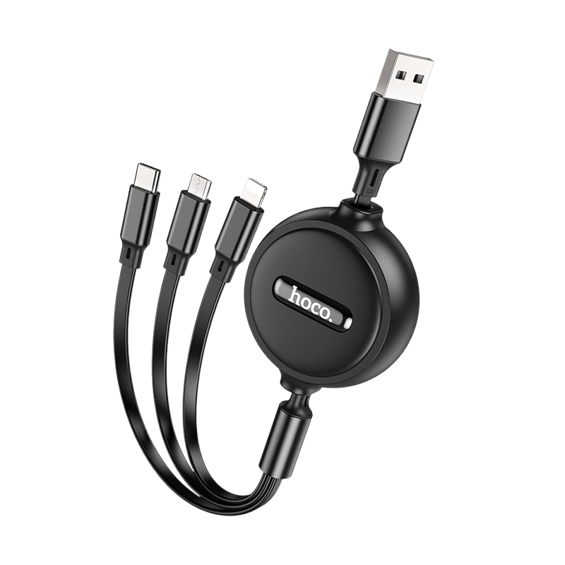 Кабель HOCO X75 USB (m)-Lightning/Type-C/microUSB (m) 1.0м 2.0A ПВХ черный (1/24/240)