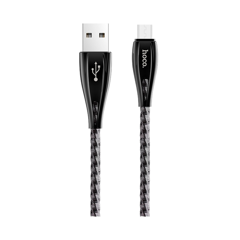 Кабель HOCO U56 USB (m)-microUSB (m) 1.2м 2.4A металл серый (1/28/168)
