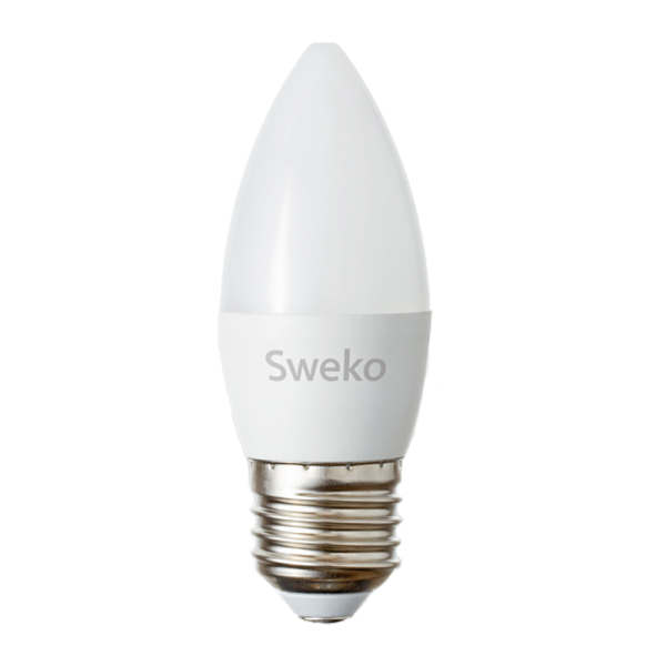 Лампа светодиодная Sweko C35 E27 5W 6500К 230V свеча (1/5/100)