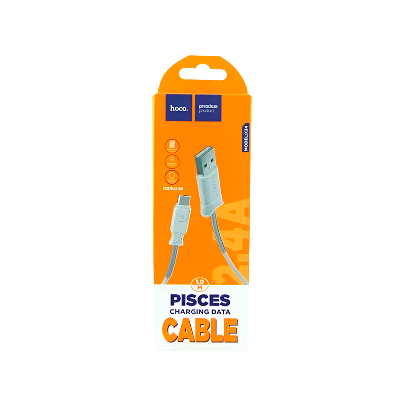 Кабель HOCO X24 USB (m)-microUSB (m) 1.0м 2.4A TPE белый (1/31/310)