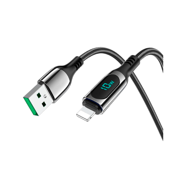 Кабель HOCO S51 Lightning (m)-Type-C (m) 1.2м 2.1A 20W нейлон дисплей черный (1/16/160)
