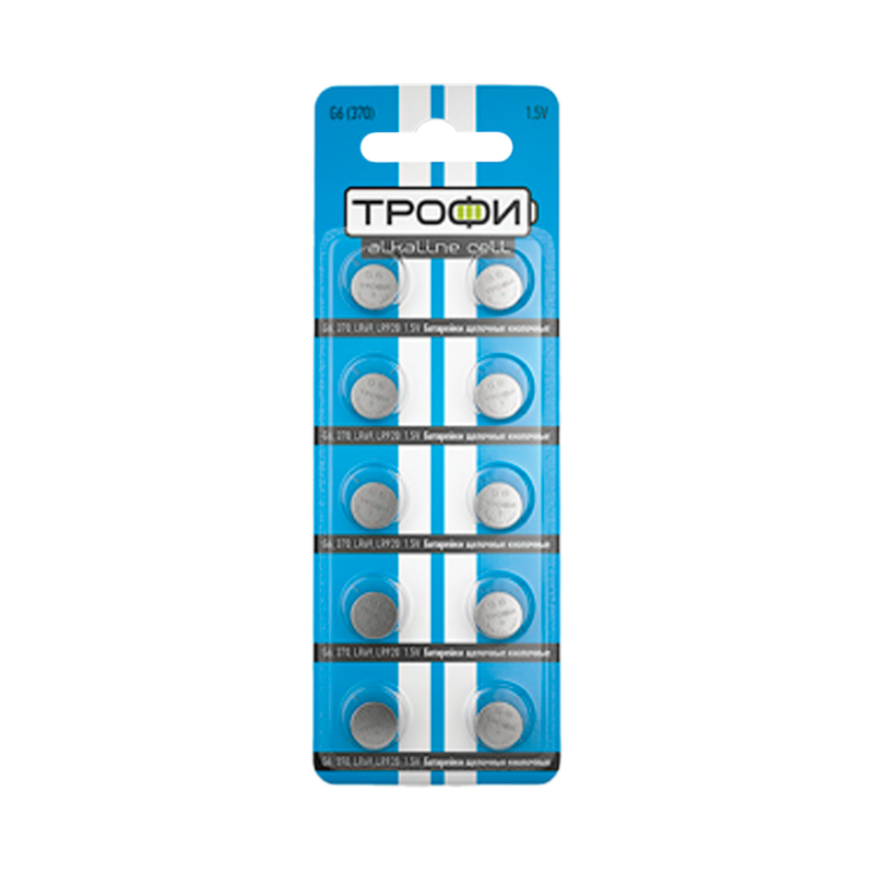 Батарейка Трофи G6/LR920/LR69/371A/171 BL10 Alkaline 1.55V (10/200/1600)