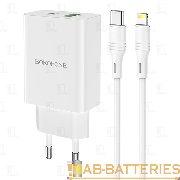 Сетевое З/У Borofone BA56A 1USB/Type-C 20W с кабелем Type-C-Lightning белый (1/35/140)