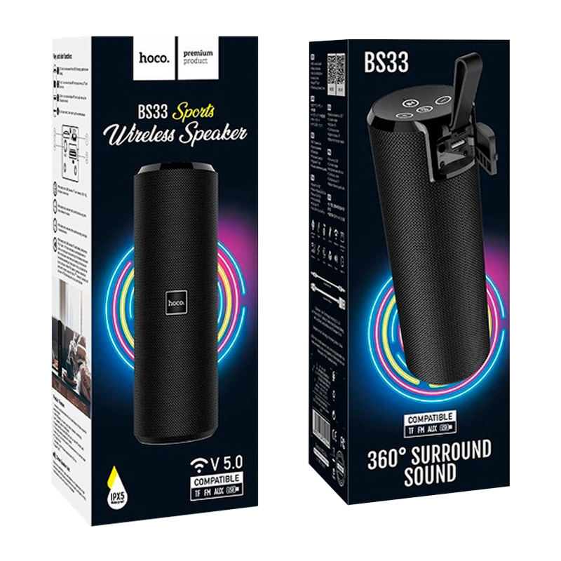 Портативная колонка HOCO BS33 bluetooth 5.0 IPX5 microSD черный (1/30)