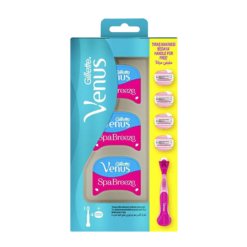 Бритва Gillette VENUS Breeze 3 лезвия 4 кассеты прорезиненная ручка плавающая головка