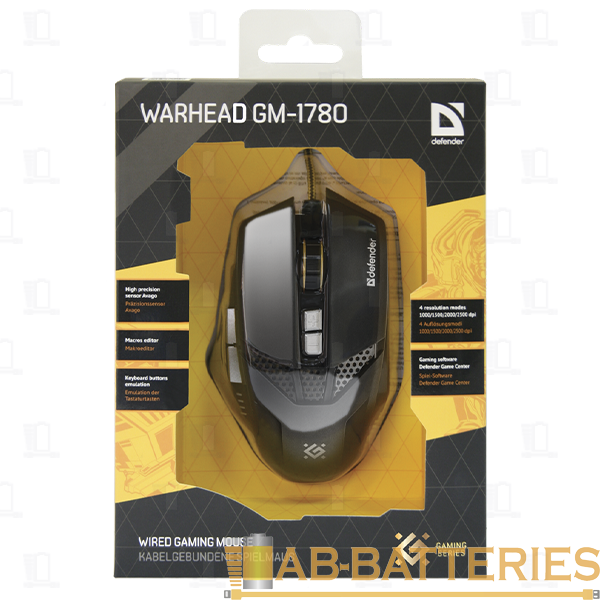 Мышь проводная Defender GM-1780 Warhead игровая USB черный (1/20)