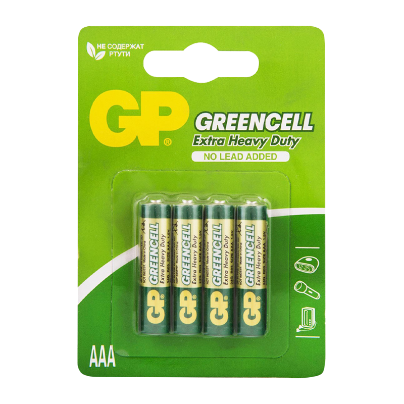 Батарейка GP GreenCell R03 AAA BL4 Heavy Duty 1.5V (4/40/480) R