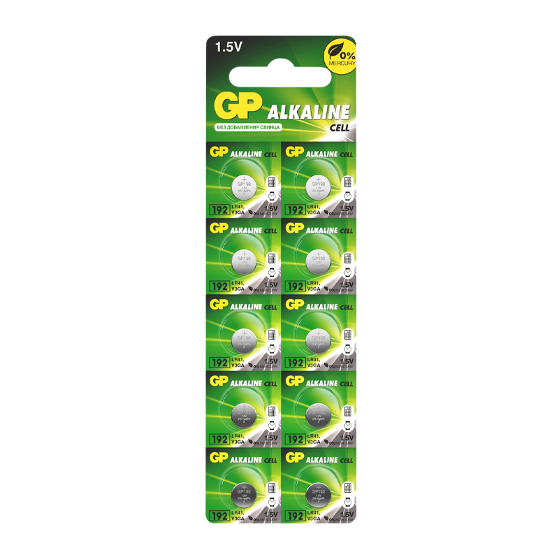 Батарейка GP G3/LR736/LR41/392A/192 BL10 Alkaline 1.5V отрывные (10/250/5000)
