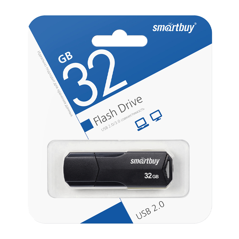Флеш-накопитель Smartbuy Clue 32GB USB2.0 пластик черный
