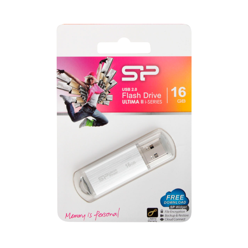 Флеш-накопитель Silicon Power Ultima II 16GB USB2.0 пластик серебряный