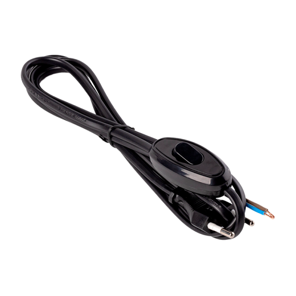 Шнур с плоской вилкой и проходным выключателем Smartbuy, 1,7 метра черный ШВВП 2х0,75 (SBE-06-P05-b)