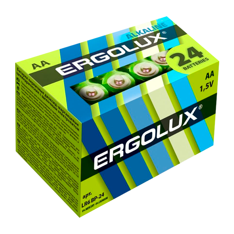 Батарейка Ergolux LR6 AA BOX24 Alkaline 1.5V (24/240/480)