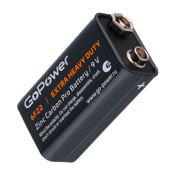 Батарейка GoPower Крона 6F22 Shrink 1 Heavy Duty 9V (1/10/200)