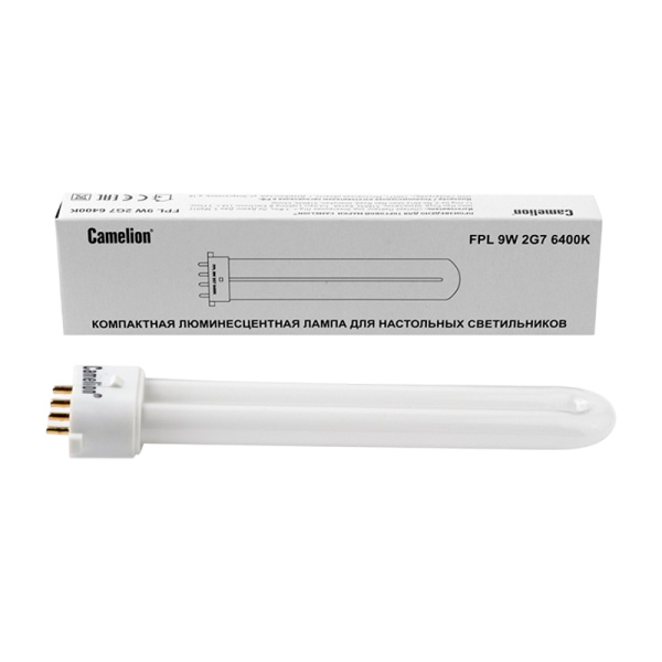 Лампа люминесцентная Camelion T12 2G7 9W 6400К U-образная (1/20/200)