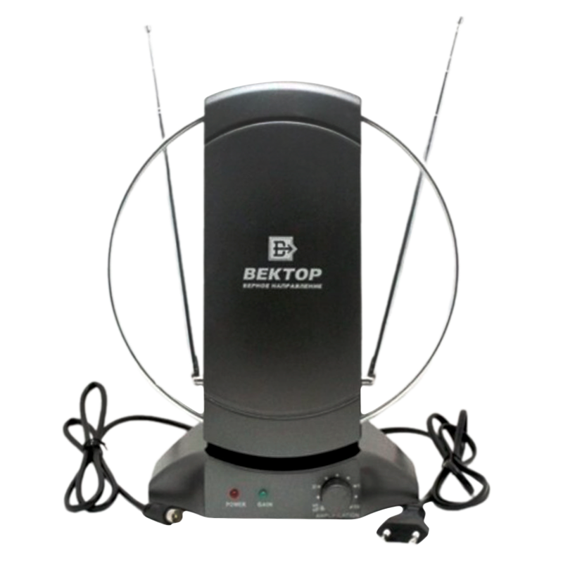 ТВ-Антенна комнатная Вектор AR-031 активная с питанием с усилителем DVB-T/T2 (1/10)