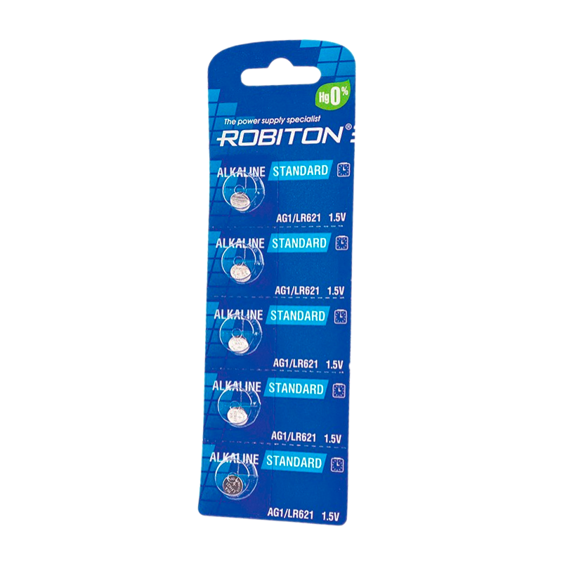 Батарейка ROBITON STANDARD R-AG1-0-BL5 (0% Hg) AG1 LR621 364 164 LR60 BL5&nbsp;&nbsp;5/100