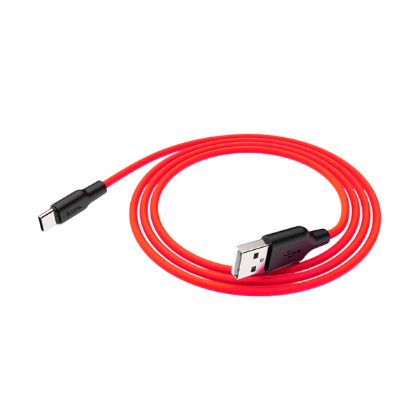 Кабель HOCO X21 Plus USB (m)-Type-C (m) 1.0м 3.0A силикон черный красный (1/28/168)