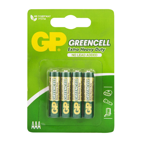 Батарейка GP GreenCell R03 AAA BL4 Heavy Duty 1.5V (4/40/480) R