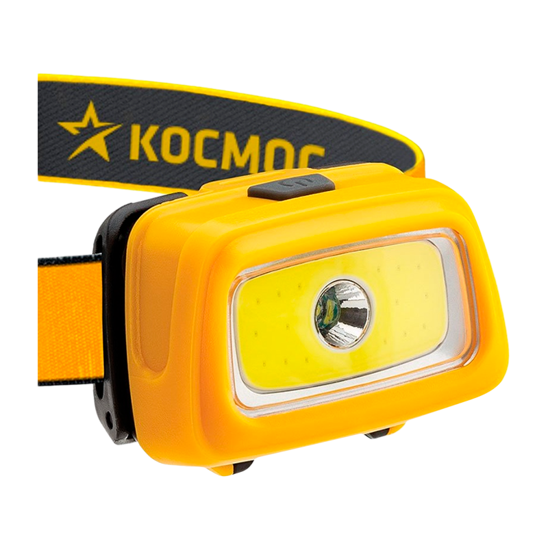 *Фонарь налобный Космос H3WDS 3W COB от батареек 3 режима желтый (1/24/240) 