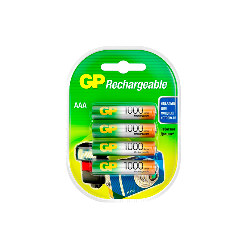 Аккумулятор бытовой GP HR03 AAA BL4 NI-MH 1000mAh в пластиковой упаковке (4/40/400)