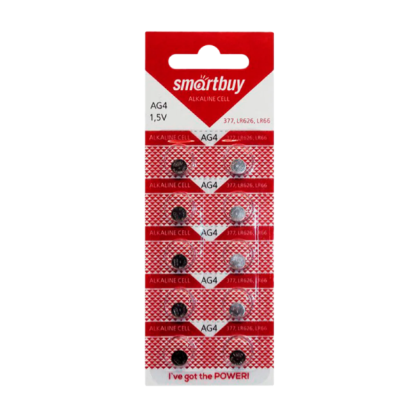 Батарейка Smartbuy G4/LR626/LR66/377A/177 BL10 Alkaline 1.5V (10/100/2000)