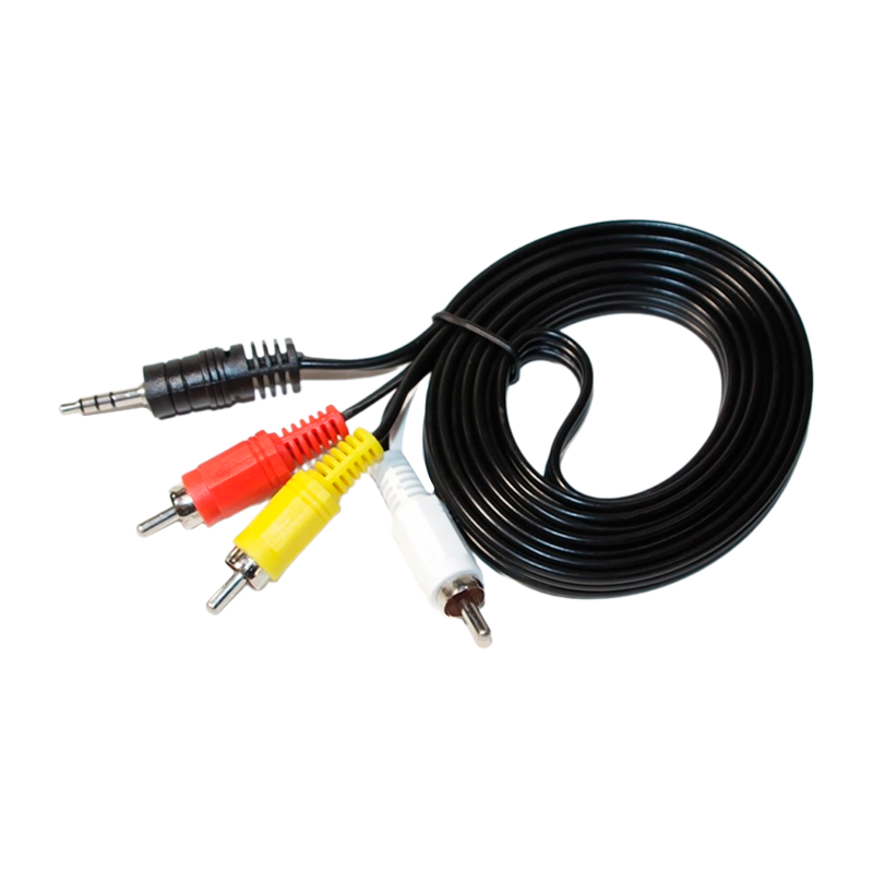 Кабель Atcom AT7320 3xRCA (m)-TRRS 3.5mm (m) 1.8м силикон черный в пакете (1/50/250)