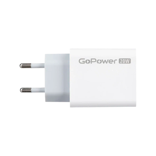 Сетевое З/У GoPower GPQC08 1USB+1Type-C 20W QC3.0 белый