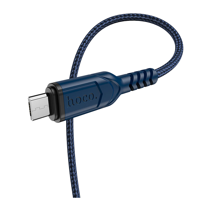 Кабель HOCO X59 USB (m)-microUSB (m) 1.0м 2.4A нейлон синий (1/30/300)