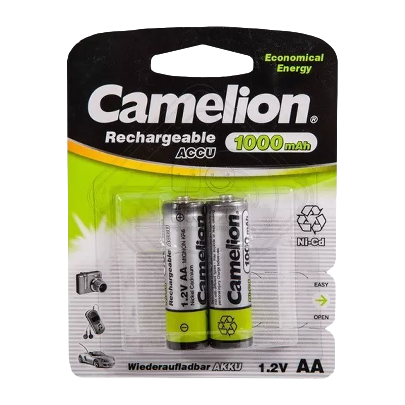 Аккумулятор бытовой Camelion HR6 AA BL2 NI-CD 1000mAh (2/24/480)