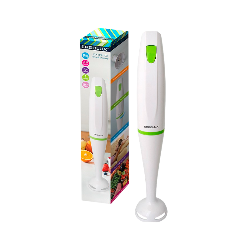 Блендер Ergolux ELX-HB01-C34 250W 1 скорость белый зеленый (1/18)
