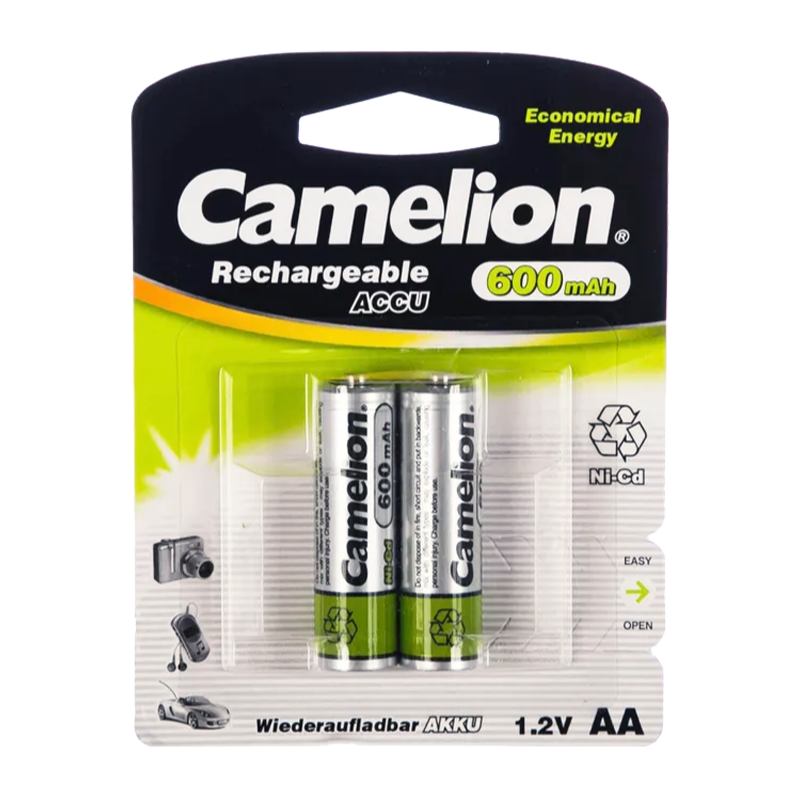 Аккумулятор бытовой Camelion HR6 AA BL2 NI-CD 600mAh (2/24/480)