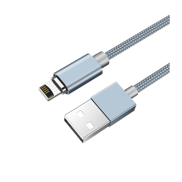 Кабель HOCO U40A USB (m)-Lightning (m) 1.0м 2.0A нейлон магнит серый (1/28/168)