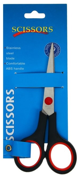 Ножницы канцелярские SCISSORS 8.5" пластиковые ручки МИКС на блистере(Китай)(24/360)