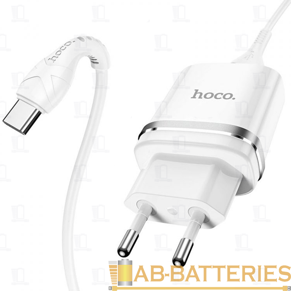 Сетевое З/У HOCO N1 2.4A с кабелем Type-C белый (1/12/120)