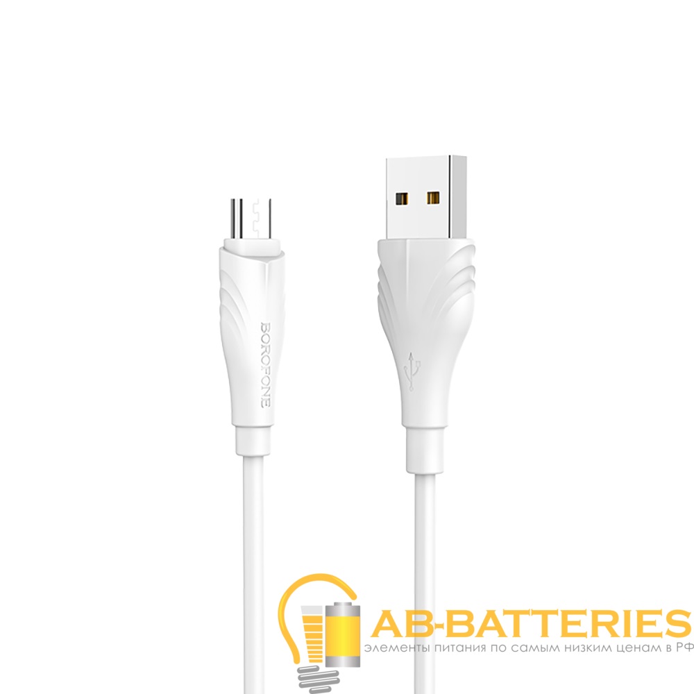 Кабель Borofone BX18 USB (m)-microUSB (m) 1.0м 2.0A ПВХ белый (1/648)