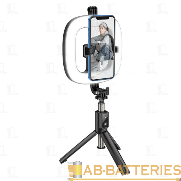 Светильник кольцевой HOCO LV03 Plus 48LED на основании держатель черный (1/20)