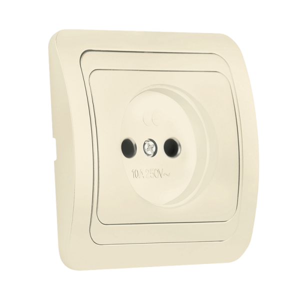 Розетка Smartbuy 1-местная без заземления 10А бежевая, керамика "Марс"