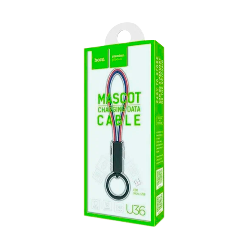 Кабель HOCO U36 USB (m)-microUSB (m) 0.19м 2.4A ткань красный (1/18/180)