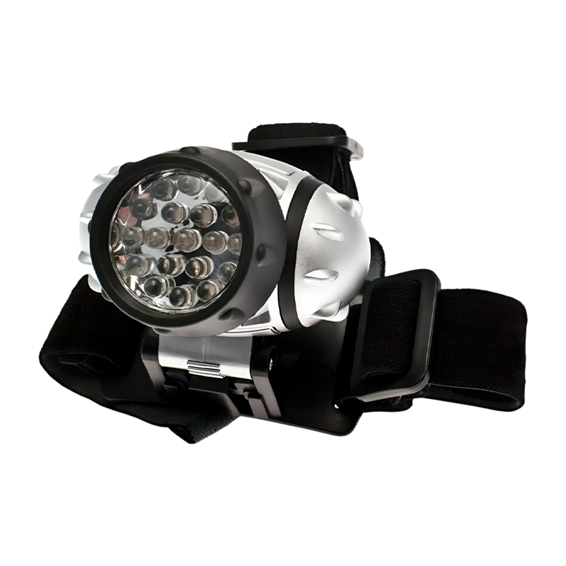 *Фонарь налобный Космос H14 1.5W 14LED от батареек 4 режима серебряный (1/25/100) 