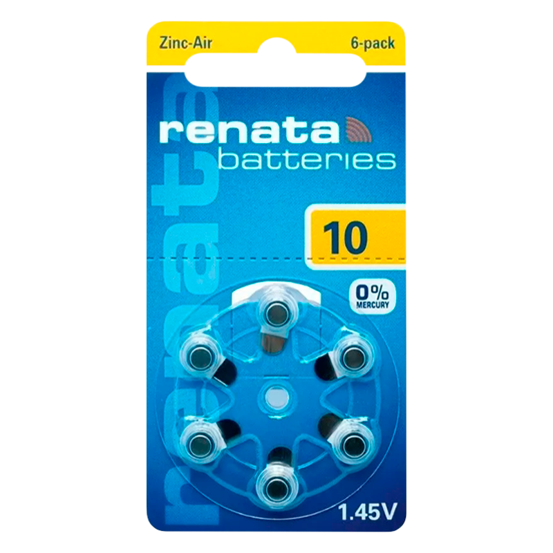 Батарейка Renata ZA10 BL6 Zinc Air 1.45V (6/60/300/3000)