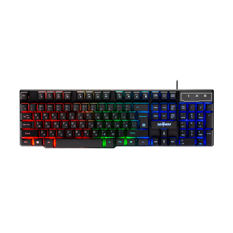 Клавиатура проводная Defender GK-360DL Mayhem игровая USB 1.5м черный (1/20)
