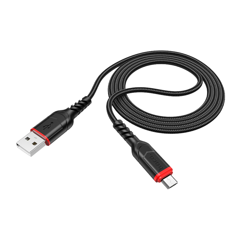 Кабель HOCO X59 USB (m)-microUSB (m) 1.0м 2.4A нейлон черный (1/30/300)