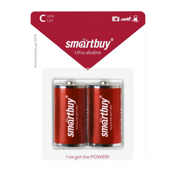 Батарейка Smartbuy LR14 C BL2 Alkaline 1.5V (2/12/192)