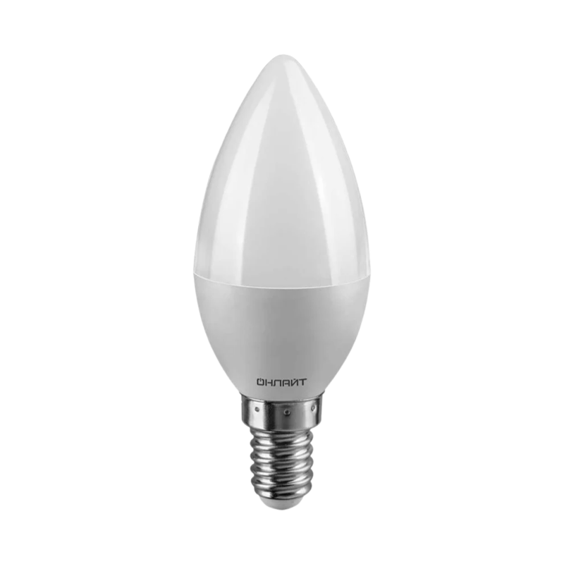 Лампа светодиодная ОНЛАЙТ Свеча 8W Е14 C37-8-230-4K-E14-FR холодный&nbsp;&nbsp;свет