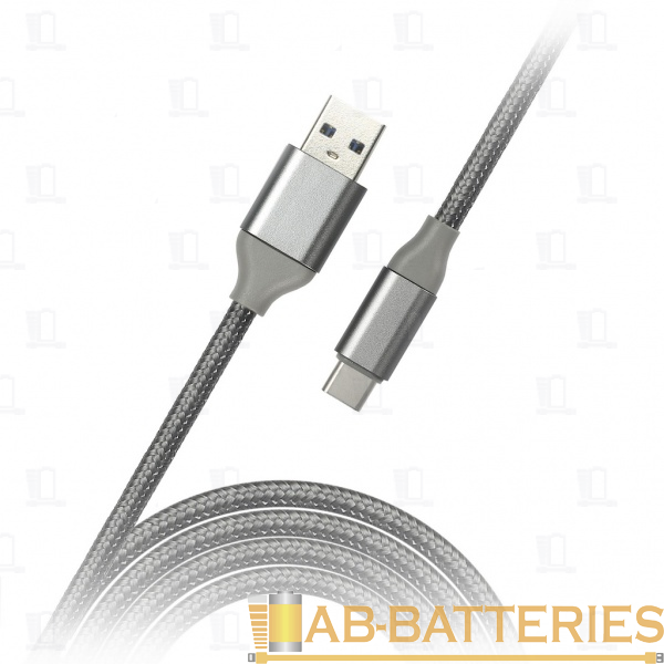 Кабель Smartbuy iK-3012 USB3.0 (m)-Type-C (m) 1.0м 2.1A нейлон серебряный (1/60)