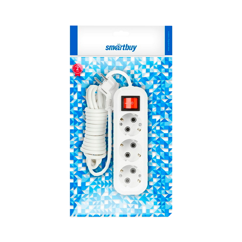 Удлинитель Smartbuy 3р.С/З 16A 7.0м с выкл. ПВС 3x1мм² белый (1/30)