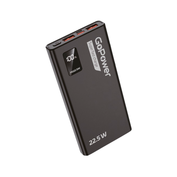 Внешний аккумулятор GoPower PB03-10 10000mAh 3.0A 22.5W 2USB/Type-C черный (1/50)
