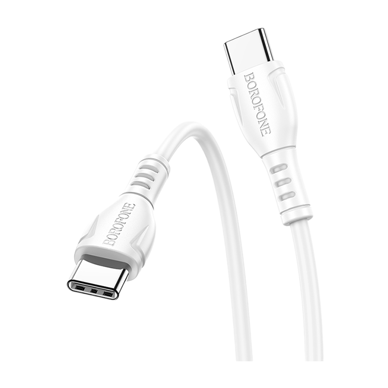 Кабель Borofone BX51 Type-C (m)-Type-C (m) 1.0м 3.0A 60W ПВХ белый (1/360)