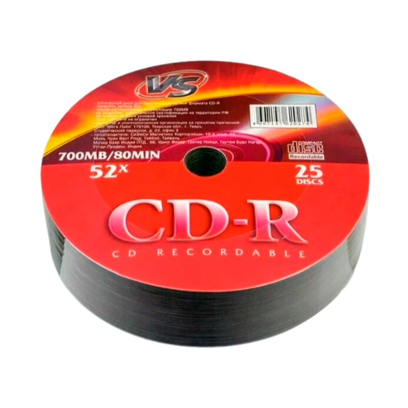 Диск CD-R VS 700MB 52x Shrink 25 (25/600)
