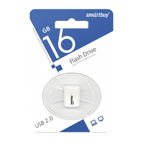 Флеш-накопитель Smartbuy Lara 16GB USB2.0 пластик белый